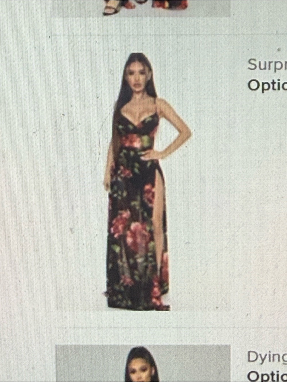 Fashion Nova Black Floral Maxi Slip Dress with Pink Roses